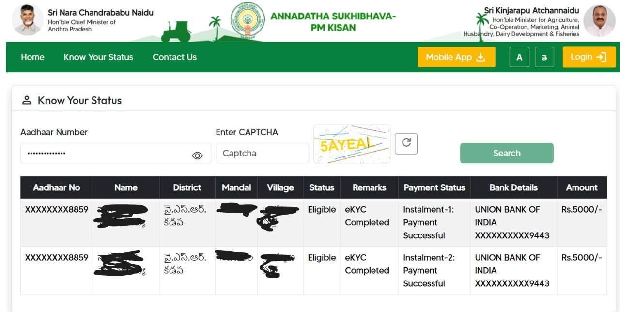 Annadata Sukhibhava Payment Status 2026